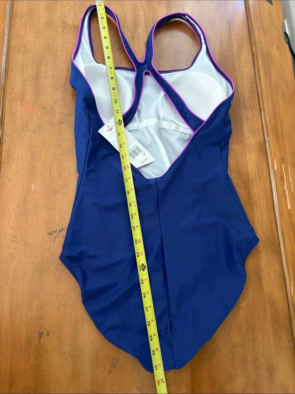Speedo NWT Blue One-Piece Swimsuit with Pink Trim Size 18